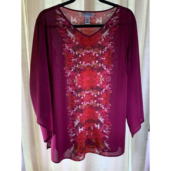 Y2K Boho Sheer Tunic in Vivid Purple Floral Vibe - Picture 12 of 12
